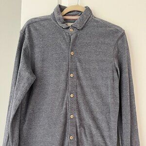 The Normal Brand Men's Blue Knit Long Sleeve Button Down Active Puremeso Size M